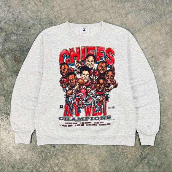 Vintage Kansas City Chiefs caricature crew neck sweatshirt ❤️💛🏈 - Picture 1 of 7